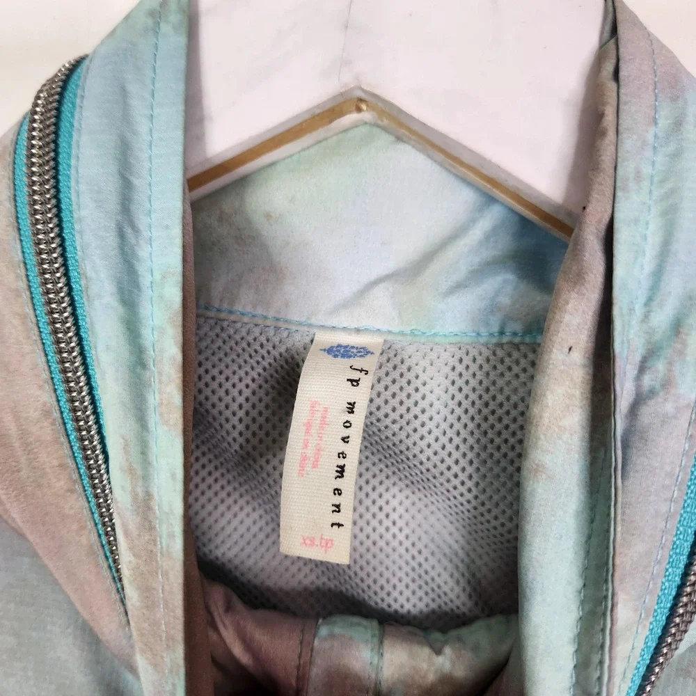 Free People To Dye For Jacket Womens XS Blue Packable Fanny Pack Hooded Pockets